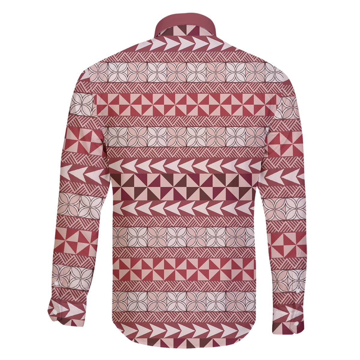 Pasifika Sataoa Pattern Simple Motif Family Matching Mermaid Dress and Hawaiian Shirt Cherry LT9 - Polynesian Pride