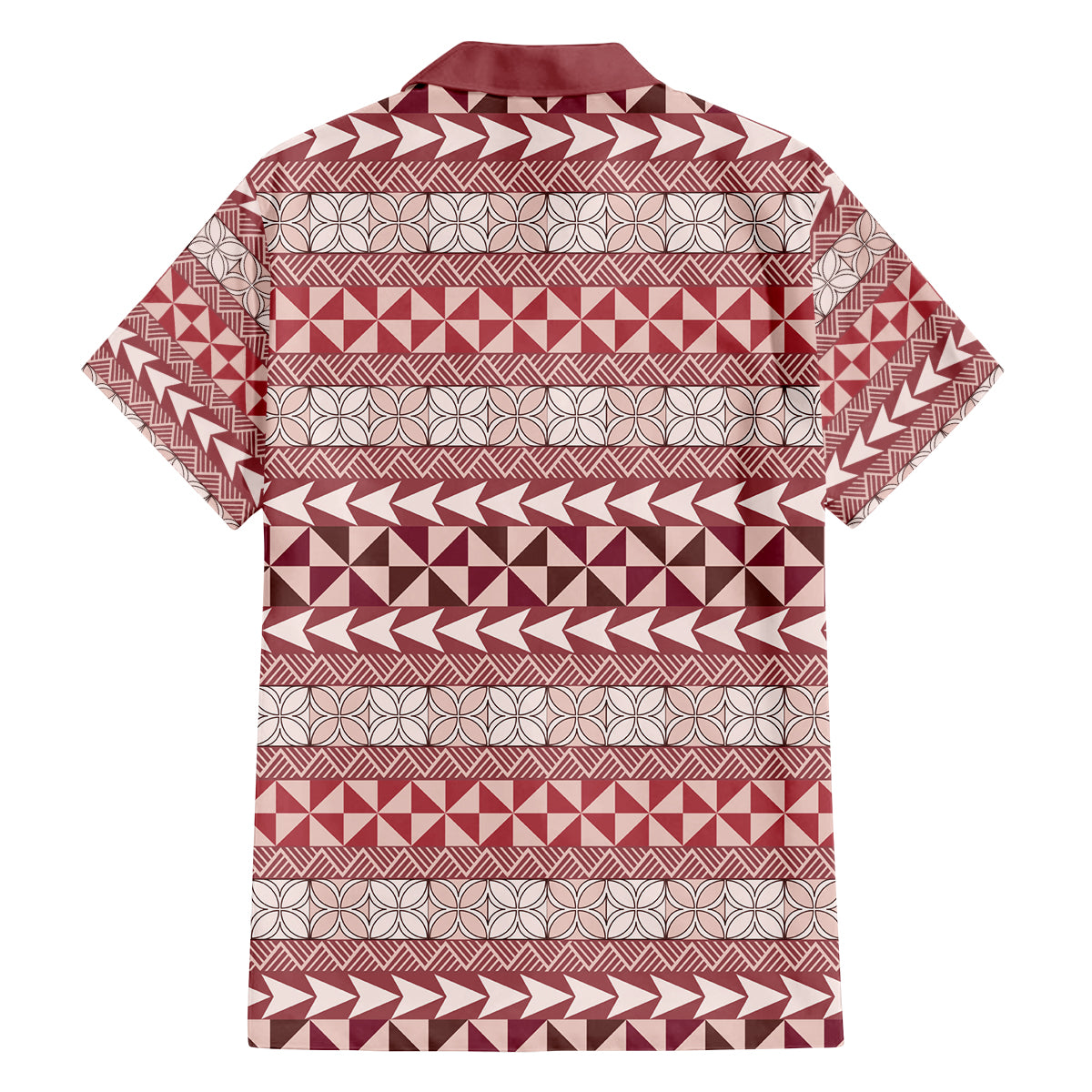 Pasifika Sataoa Pattern Simple Motif Family Matching Off Shoulder Maxi Dress and Hawaiian Shirt Cherry LT9 - Polynesian Pride