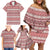 Pasifika Sataoa Pattern Simple Motif Family Matching Off Shoulder Short Dress and Hawaiian Shirt Cherry LT9 - Polynesian Pride