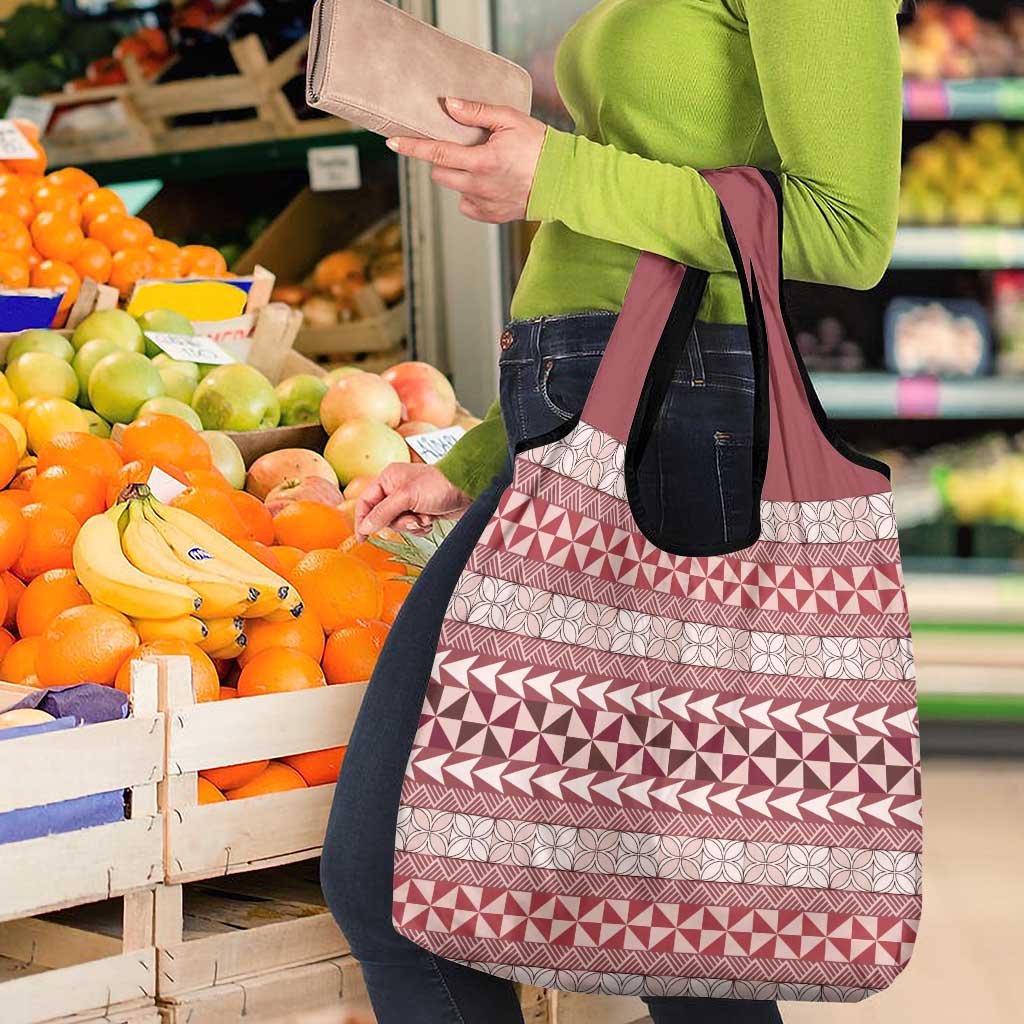 Pasifika Sataoa Pattern Simple Motif Grocery Bag Cherry LT9 - Polynesian Pride