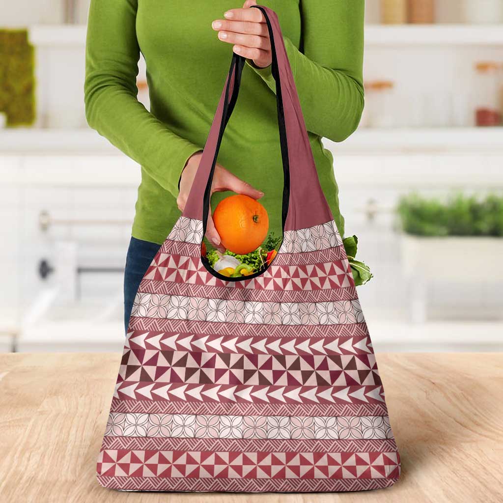 Pasifika Sataoa Pattern Simple Motif Grocery Bag Cherry LT9 - Polynesian Pride