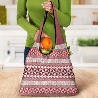 Pasifika Sataoa Pattern Simple Motif Grocery Bag Cherry LT9 - Polynesian Pride