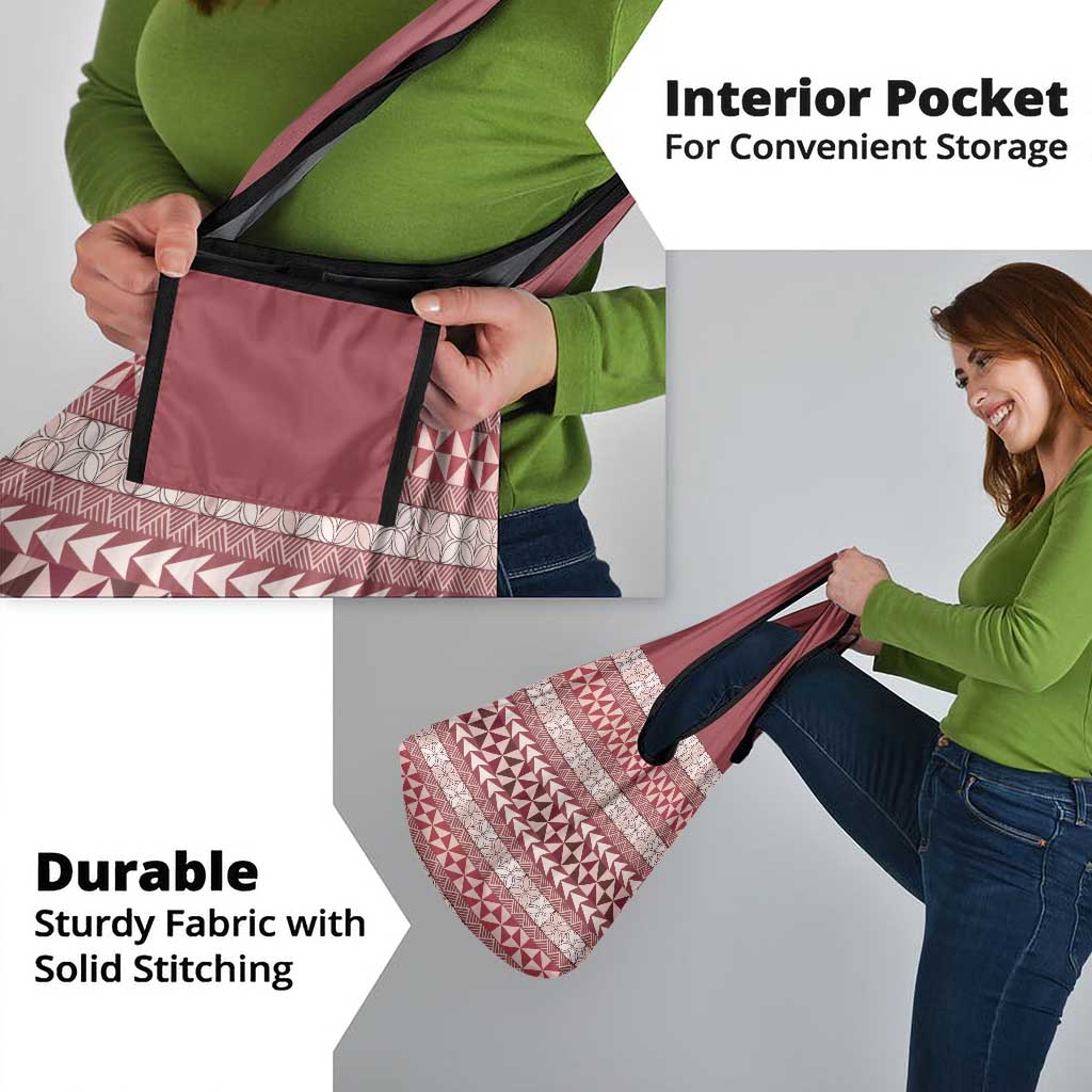 Pasifika Sataoa Pattern Simple Motif Grocery Bag Cherry LT9 - Polynesian Pride