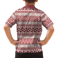 Pasifika Sataoa Pattern Simple Motif Kid Hawaiian Shirt Cherry LT9 - Polynesian Pride