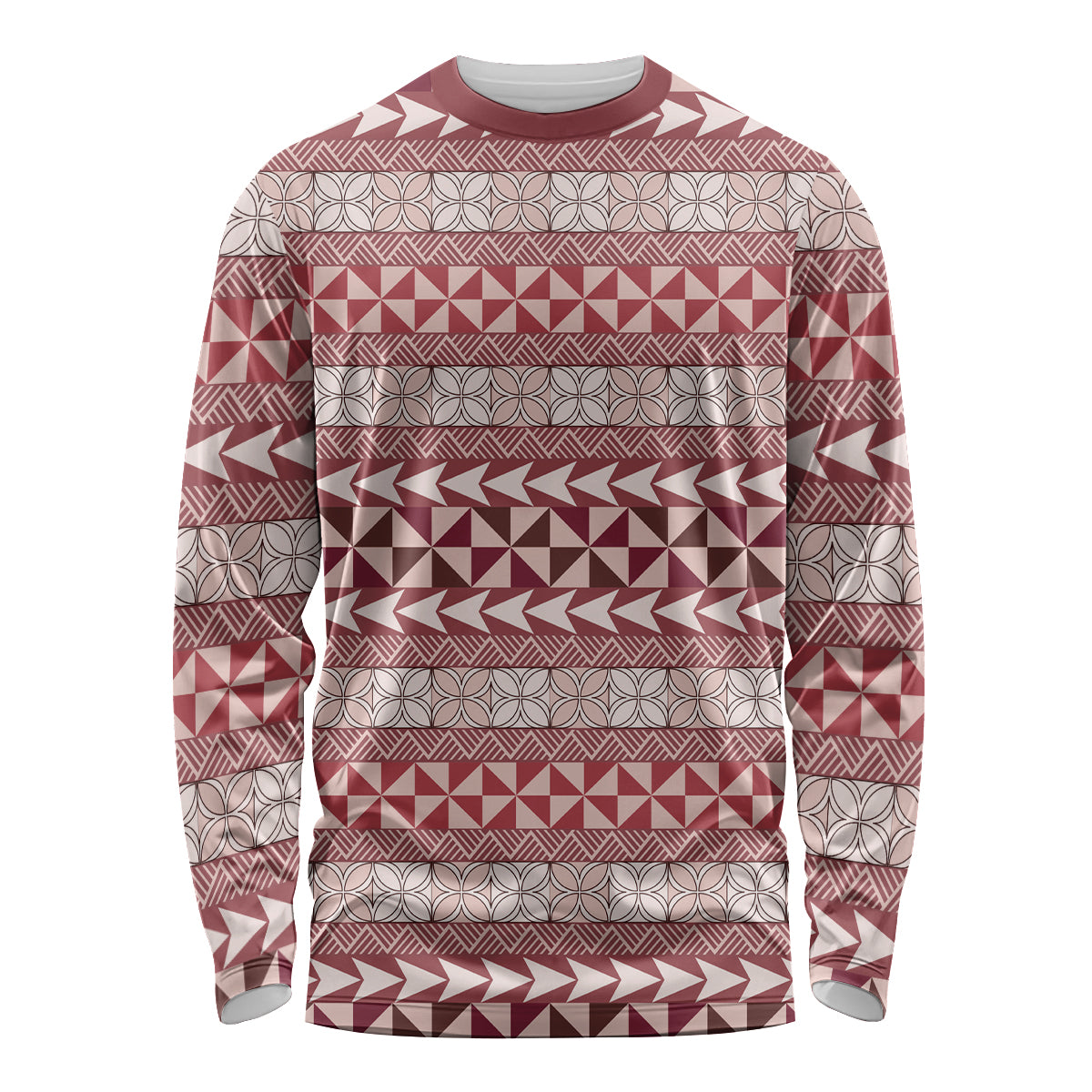 Pasifika Sataoa Pattern Simple Motif Long Sleeve Shirt Cherry LT9 Unisex Cherry - Polynesian Pride