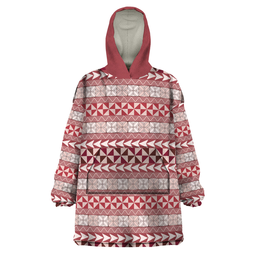 Pasifika Sataoa Pattern Simple Motif Wearable Blanket Hoodie Cherry LT9 One Size Cherry - Polynesian Pride