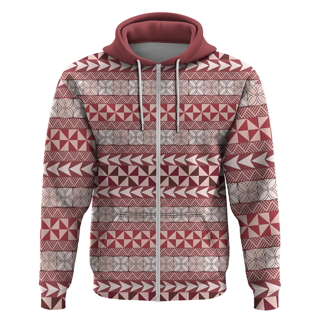 Pasifika Sataoa Pattern Simple Motif Zip Hoodie Cherry LT9 Zip Hoodie Cherry - Polynesian Pride
