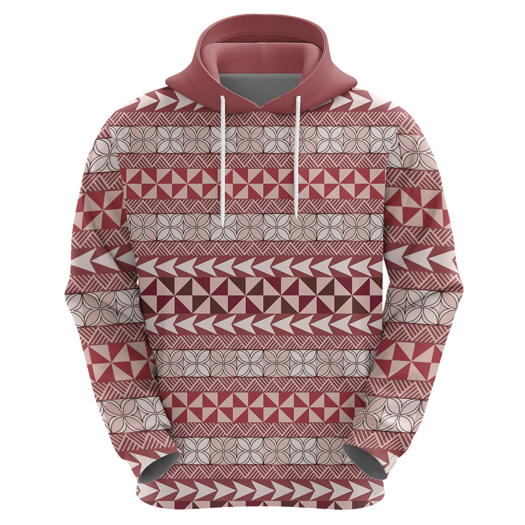 Pasifika Sataoa Pattern Simple Motif Zip Hoodie Cherry LT9 - Polynesian Pride