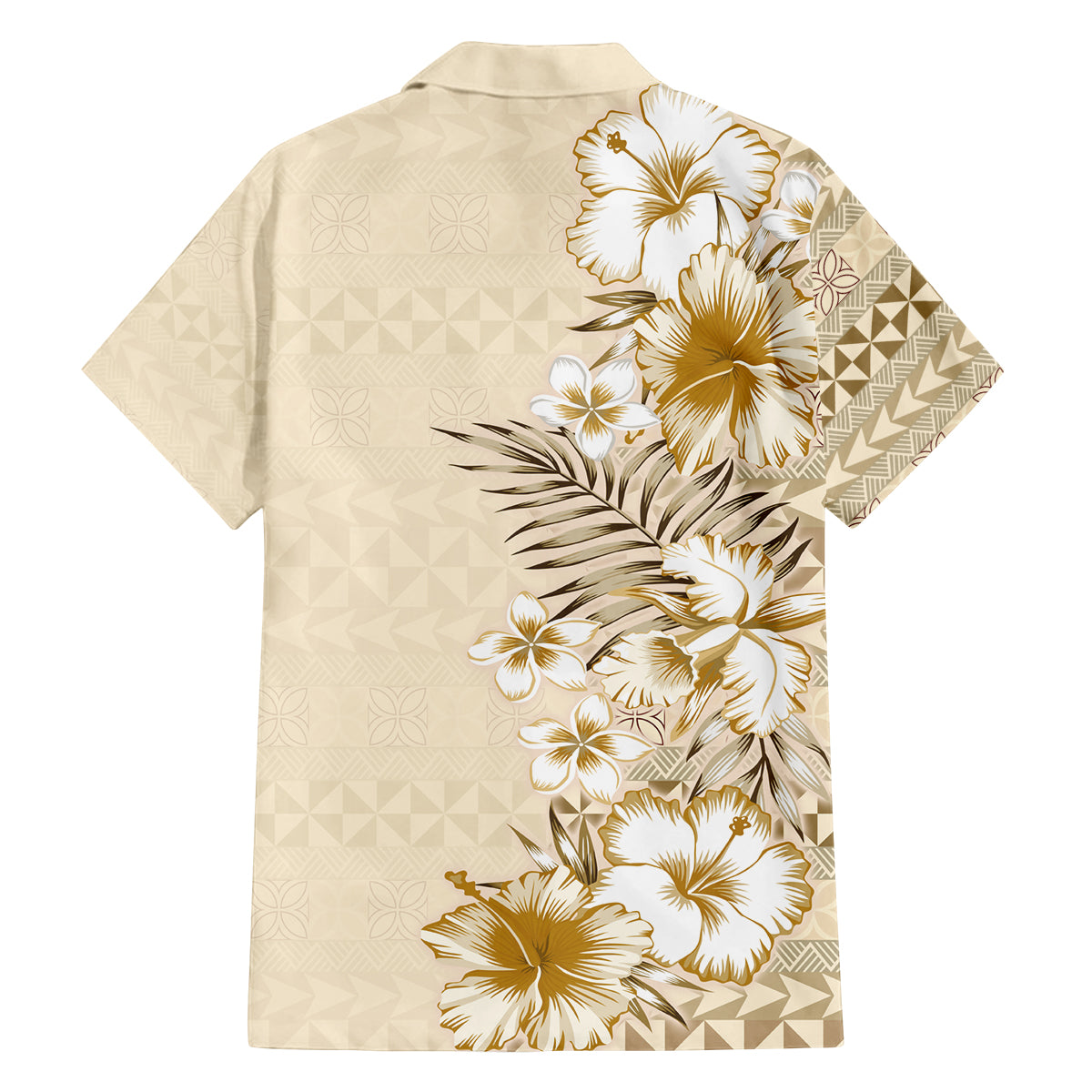 Pasifika Sataoa Pattern Plumeria Vintage Family Matching Long Sleeve Bodycon Dress and Hawaiian Shirt Beige Tan LT9 - Polynesian Pride