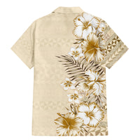 Pasifika Sataoa Pattern Plumeria Vintage Family Matching Mermaid Dress and Hawaiian Shirt Beige Tan LT9 - Polynesian Pride