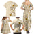 Pasifika Sataoa Pattern Plumeria Vintage Family Matching Summer Maxi Dress and Hawaiian Shirt Beige Tan LT9 - Polynesian Pride