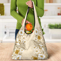 Pasifika Sataoa Pattern Plumeria Vintage Grocery Bag Beige Tan LT9 - Polynesian Pride