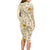 Pasifika Sataoa Pattern Plumeria Vintage Long Sleeve Bodycon Dress Beige Tan LT9 - Polynesian Pride