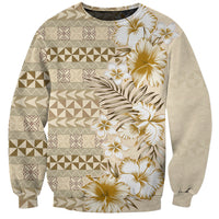 Pasifika Sataoa Pattern Plumeria Vintage Sweatshirt Beige Tan LT9 Unisex Beige Tan - Polynesian Pride