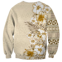 Pasifika Sataoa Pattern Plumeria Vintage Sweatshirt Beige Tan LT9 - Polynesian Pride