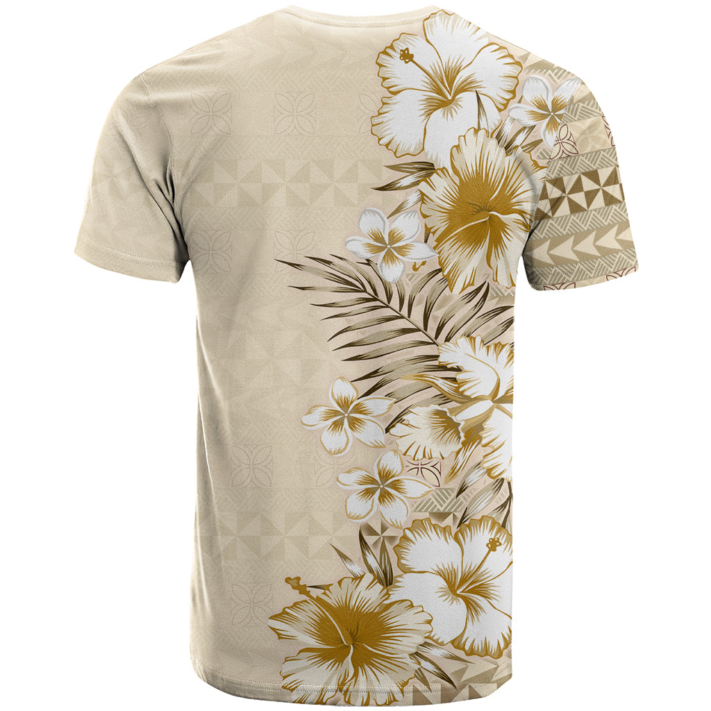 Pasifika Sataoa Pattern Plumeria Vintage T Shirt Beige Tan LT9 - Polynesian Pride