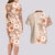 Pasifika Sataoa Pattern Plumeria Vintage Couples Matching Long Sleeve Bodycon Dress and Hawaiian Shirt Brown Beige Tan LT9 - Polynesian Pride