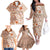 Pasifika Sataoa Pattern Plumeria Vintage Family Matching Off Shoulder Long Sleeve Dress and Hawaiian Shirt Brown Beige Tan LT9 - Polynesian Pride