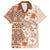 Pasifika Sataoa Pattern Plumeria Vintage Family Matching Puletasi and Hawaiian Shirt Brown Beige Tan LT9 Dad's Shirt - Short Sleeve Brown - Polynesian Pride