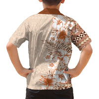 Pasifika Sataoa Pattern Plumeria Vintage Family Matching Short Sleeve Bodycon Dress and Hawaiian Shirt Brown Beige Tan LT9 - Polynesian Pride