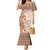 Pasifika Sataoa Pattern Plumeria Vintage Mermaid Dress Brown Beige Tan LT9 Women Brown - Polynesian Pride