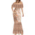 Pasifika Sataoa Pattern Plumeria Vintage Mermaid Dress Brown Beige Tan LT9 - Polynesian Pride