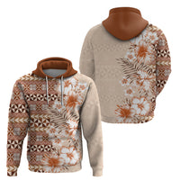 Pasifika Sataoa Pattern Plumeria Vintage Zip Hoodie Brown Beige Tan LT9 - Polynesian Pride