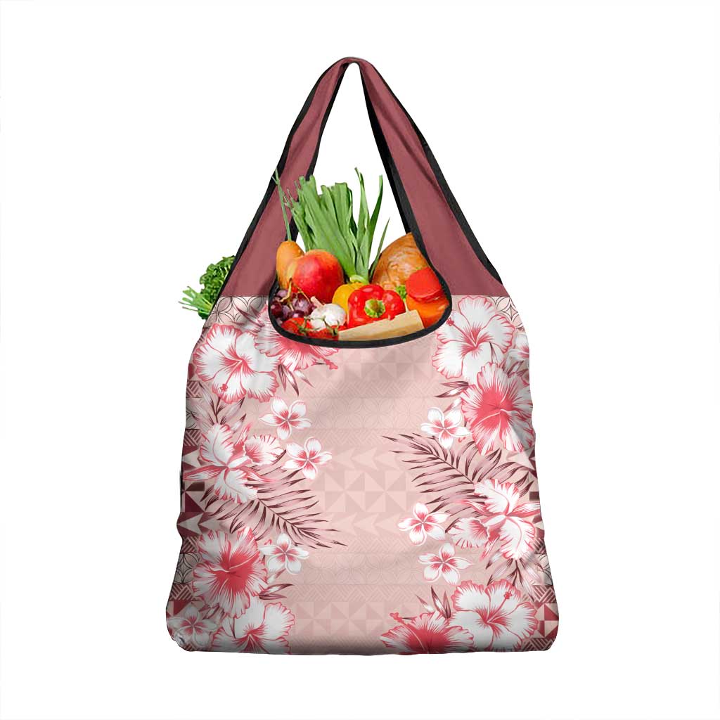 Pasifika Sataoa Pattern Plumeria Vintage Grocery Bag Cherry LT9 1-pack One Size Cherry - Polynesian Pride