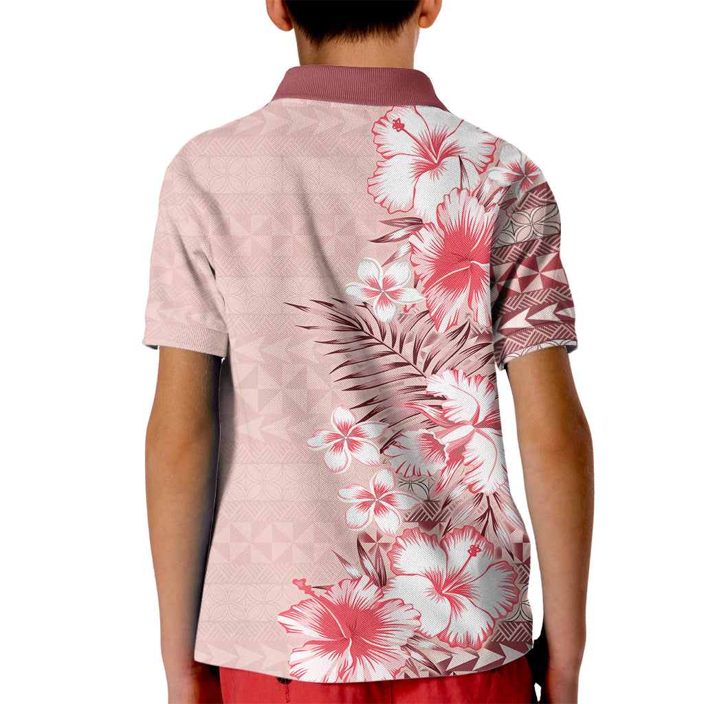 Pasifika Sataoa Pattern Plumeria Vintage Kid Polo Shirt Cherry LT9 - Polynesian Pride