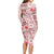 Pasifika Sataoa Pattern Plumeria Vintage Long Sleeve Bodycon Dress Cherry LT9 - Polynesian Pride