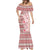 Pasifika Sataoa Pattern Plumeria Vintage Mermaid Dress Cherry LT9 - Polynesian Pride