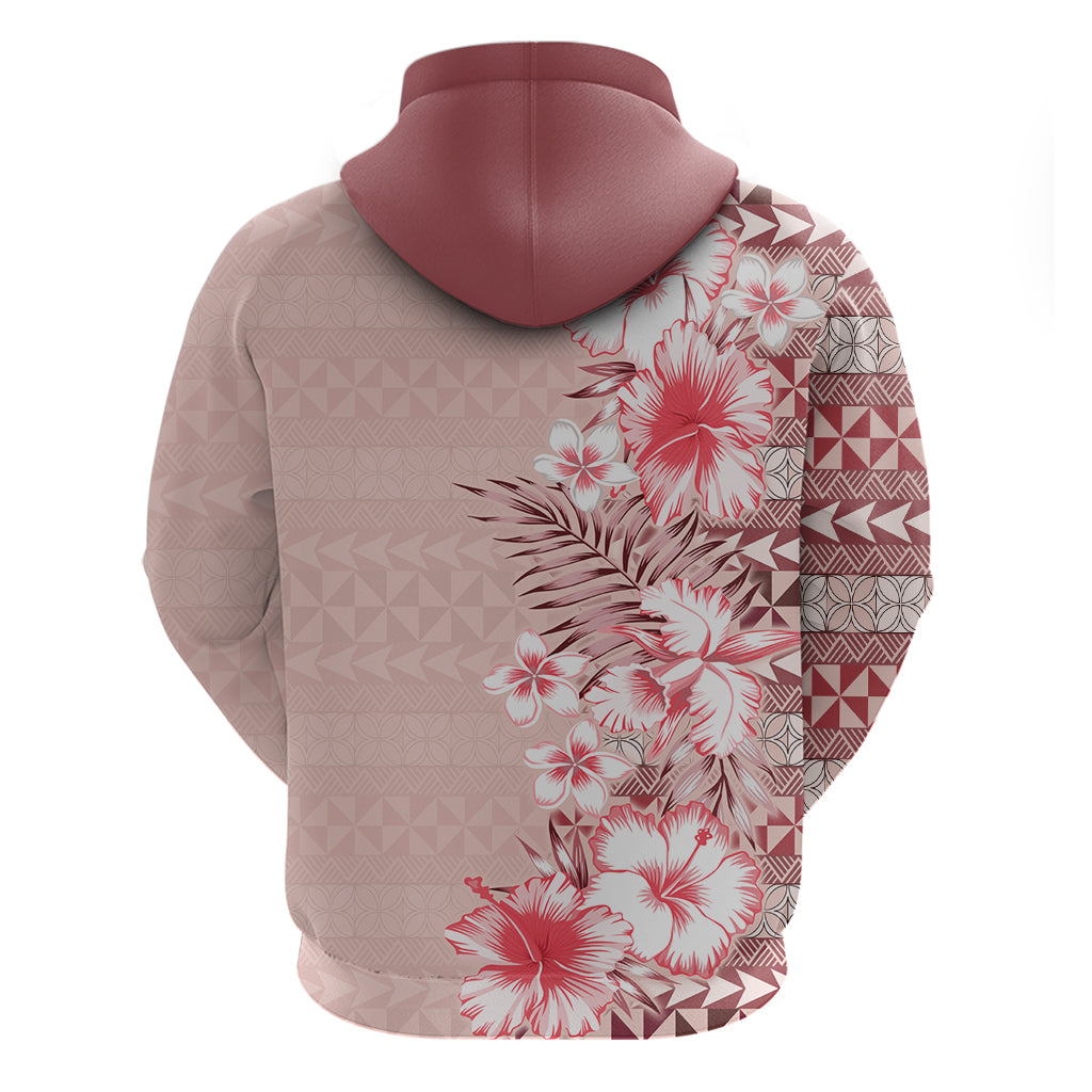 Pasifika Sataoa Pattern Plumeria Vintage Zip Hoodie Cherry LT9 - Polynesian Pride