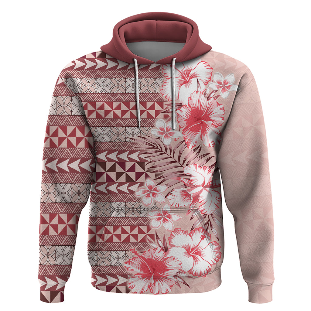 Pasifika Sataoa Pattern Plumeria Vintage Zip Hoodie Cherry LT9 Pullover Hoodie Cherry - Polynesian Pride