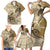 Vintage Hammerhead Shark Valentine Day Family Matching Short Sleeve Bodycon Dress and Hawaiian Shirt Pasifika Sataoa Pattern - Beige Tan LT9 - Polynesian Pride