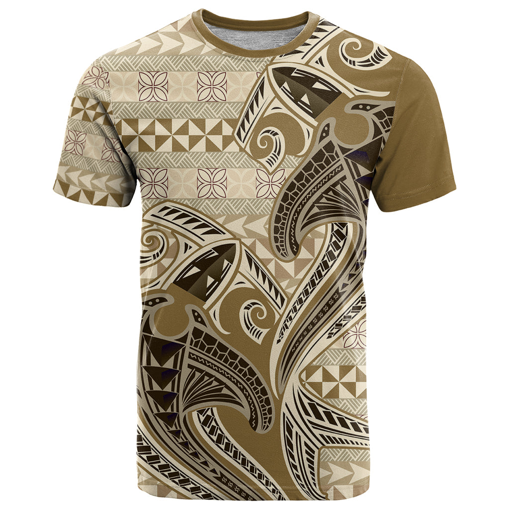 Vintage Hammerhead Shark Valentine Day T Shirt Pasifika Sataoa Pattern - Beige Tan LT9 Beige Tan - Polynesian Pride