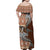 Vintage Hammerhead Shark Valentine Day Family Matching Off Shoulder Maxi Dress and Hawaiian Shirt Pasifika Sataoa Pattern - Brown Beige Tan LT9 - Polynesian Pride