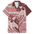 Vintage Hammerhead Shark Valentine Day Family Matching Short Sleeve Bodycon Dress and Hawaiian Shirt Pasifika Sataoa Pattern - Cherry LT9 Dad's Shirt - Short Sleeve Cherry - Polynesian Pride