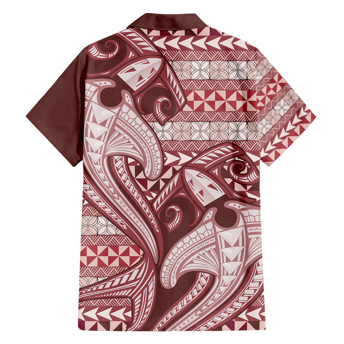 Vintage Hammerhead Shark Valentine Day Family Matching Summer Maxi Dress and Hawaiian Shirt Pasifika Sataoa Pattern - Cherry LT9 - Polynesian Pride