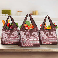 Vintage Hammerhead Shark Valentine Day Grocery Bag Pasifika Sataoa Pattern - Cherry LT9 3-pack One Size Cherry - Polynesian Pride