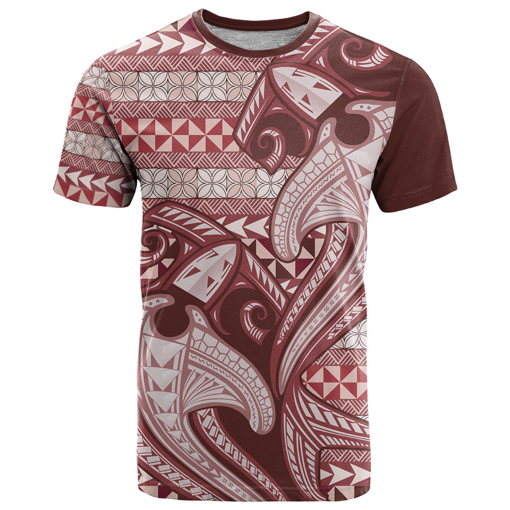 Vintage Hammerhead Shark Valentine Day T Shirt Pasifika Sataoa Pattern - Cherry LT9 Cherry - Polynesian Pride