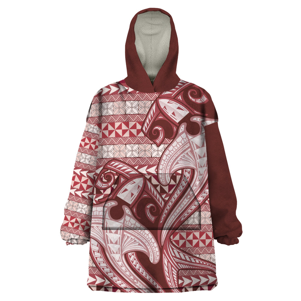 Vintage Hammerhead Shark Valentine Day Wearable Blanket Hoodie Pasifika Sataoa Pattern - Cherry LT9 One Size Cherry - Polynesian Pride