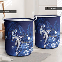 Personalized Hawaiian Maori Hammerhead Shark Laundry Basket Polu Plumeria LT9 - Polynesian Pride