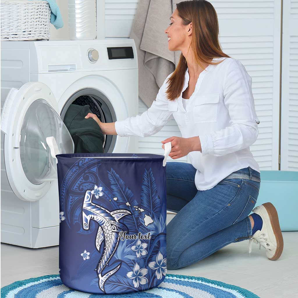 Personalized Hawaiian Maori Hammerhead Shark Laundry Basket Polu Plumeria LT9 - Polynesian Pride