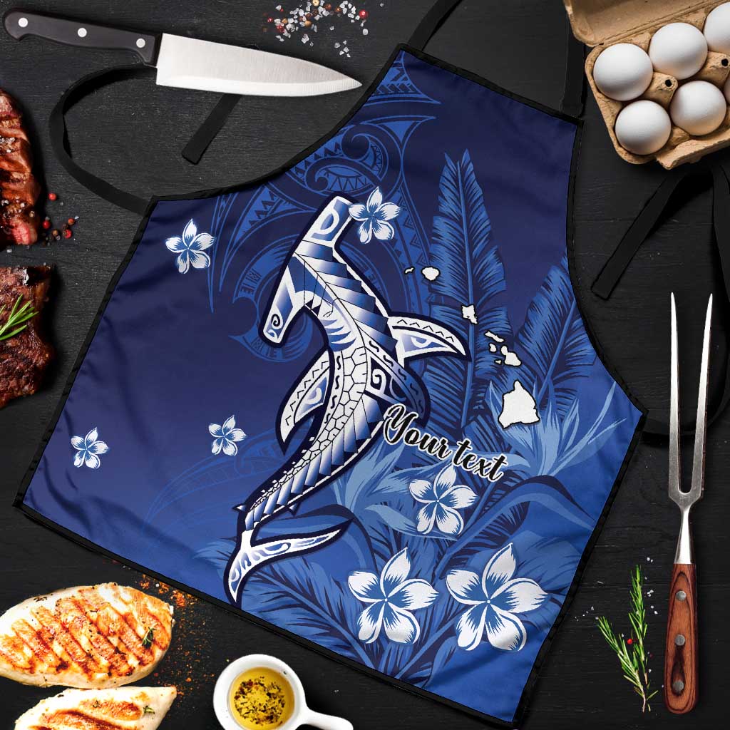 Personalized Hawaiian Maori Hammerhead Shark Apron Polu Plumeria LT9 Blue - Polynesian Pride