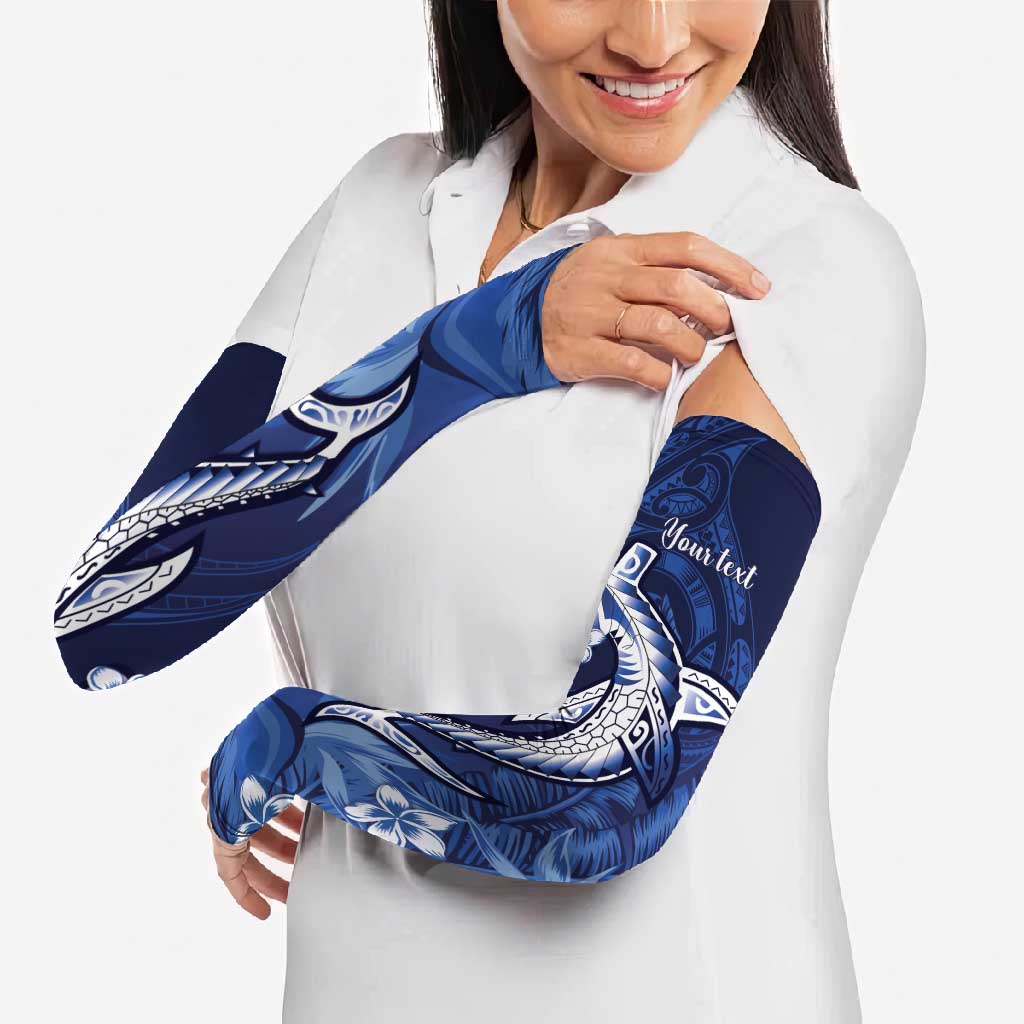Personalized Hawaiian Maori Hammerhead Shark Arm Sleeves Polu Plumeria LT9 - Polynesian Pride