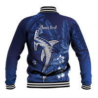 Personalized Hawaiian Maori Hammerhead Shark Baseball Jacket Polu Plumeria LT9 - Polynesian Pride