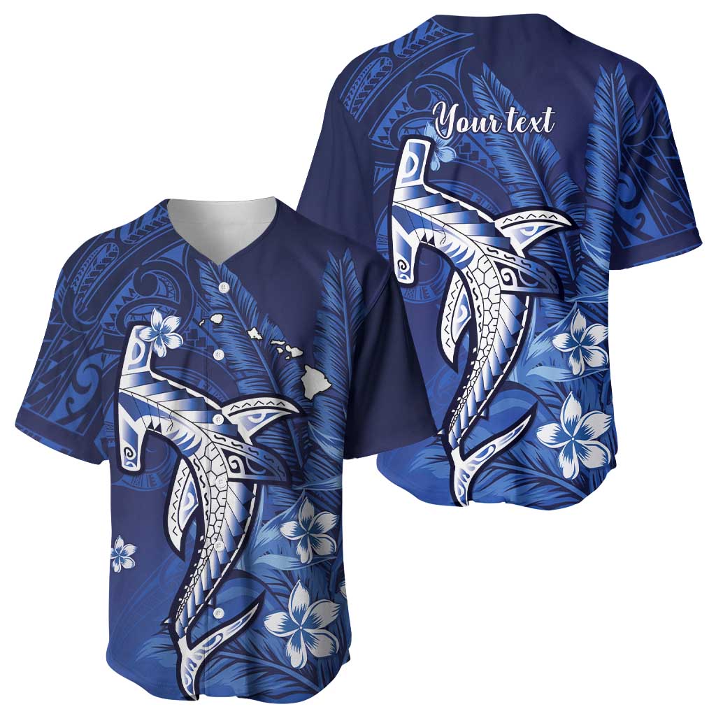 Personalized Hawaiian Maori Hammerhead Shark Baseball Jersey Polu Plumeria LT9 - Polynesian Pride