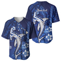 Personalized Hawaiian Maori Hammerhead Shark Baseball Jersey Polu Plumeria LT9 - Polynesian Pride