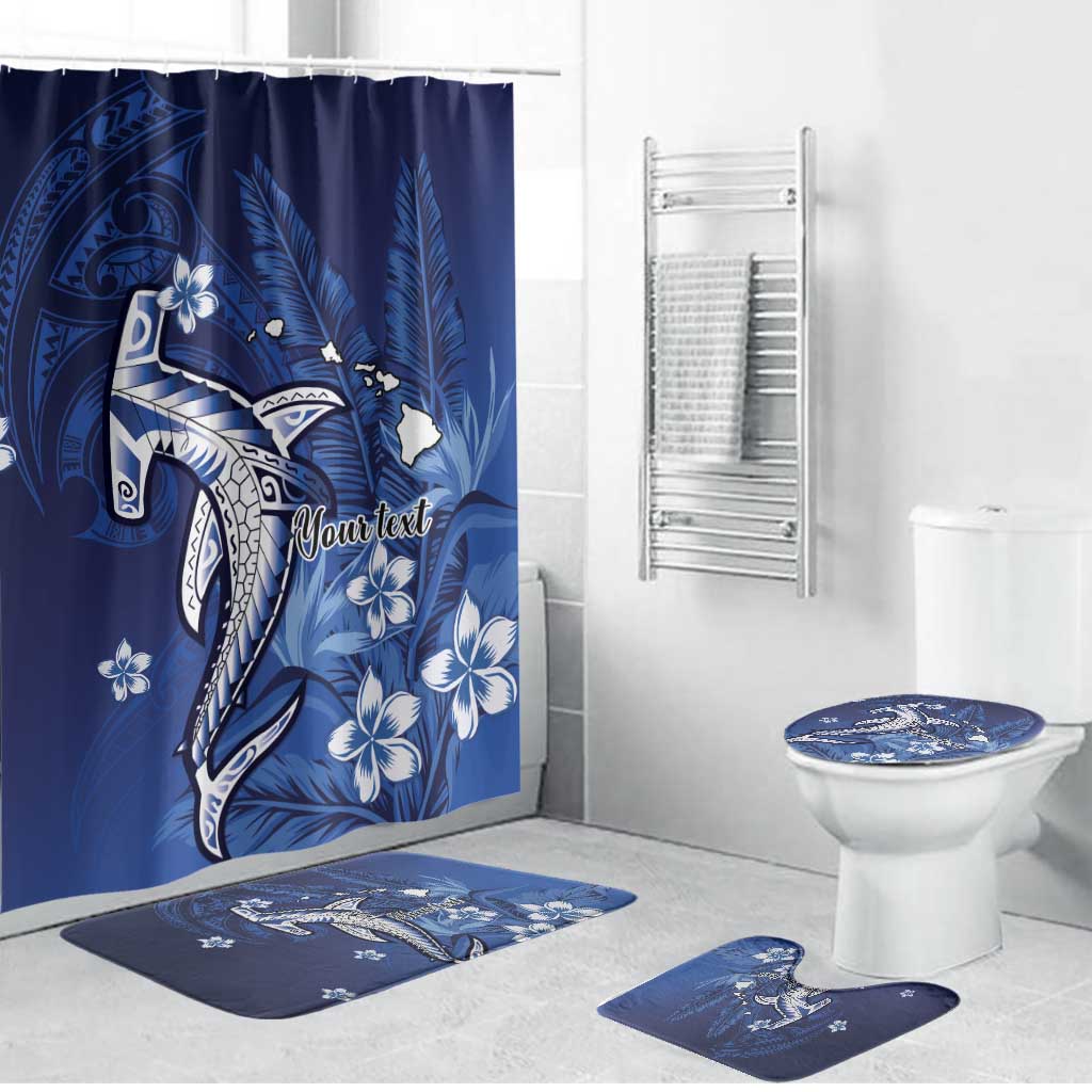 Personalized Hawaiian Maori Hammerhead Shark Bathroom Set Polu Plumeria LT9 Bathroom Set (4 pcs) Blue - Polynesian Pride