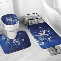 Personalized Hawaiian Maori Hammerhead Shark Bathroom Set Polu Plumeria LT9 Mat Set Only (3 pcs) One Size Blue - Polynesian Pride